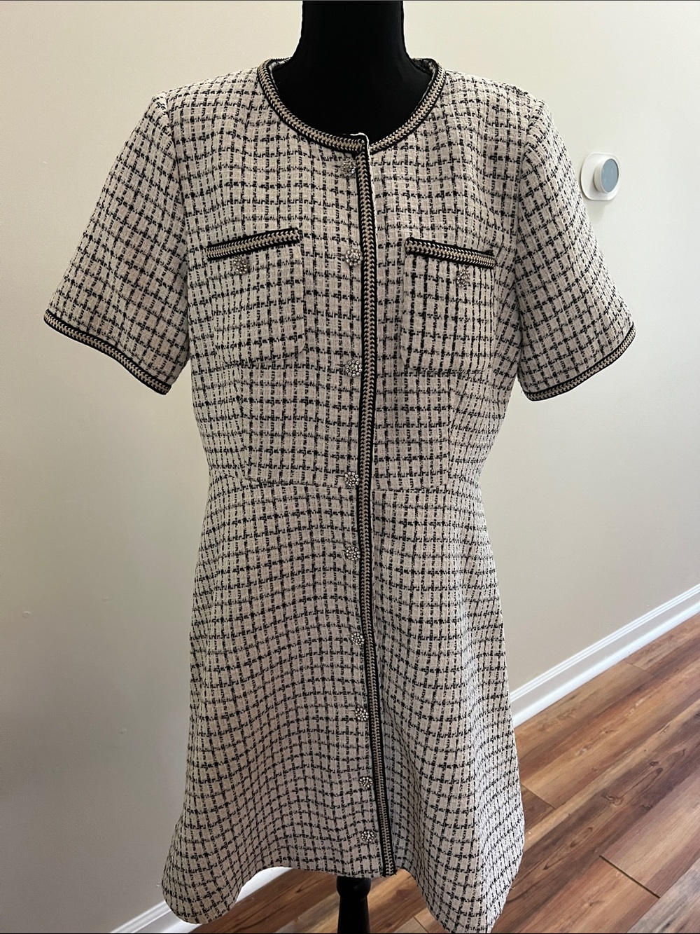 CeCe Black and White Tweed Mini Dress